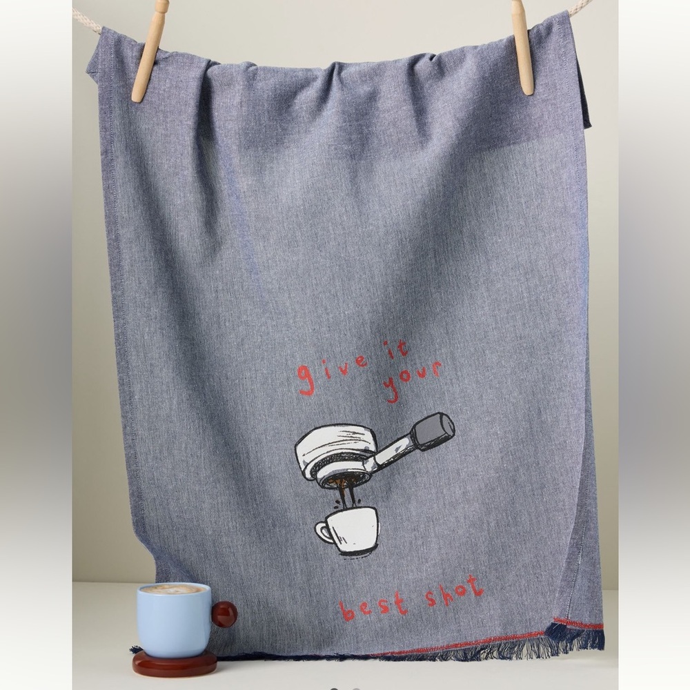 NWT Anthropologie Give it Your Best Shot Cotton Dish Towel